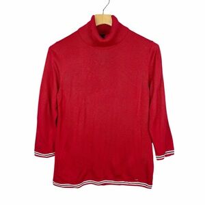 Tommy Hilfiger Red Turtleneck Sweater 3/4 Sleeves Size Medium